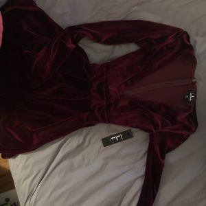 Dark red long sleeve romper